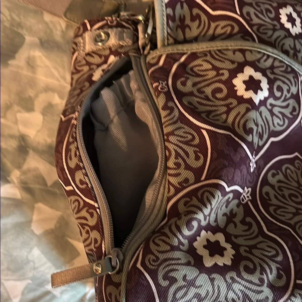 Pottery, barn, kids, Stylish Patterned Diaper Bag - Purple and Gray